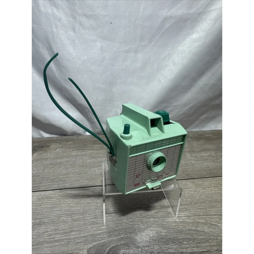 Vintage Savoy Camera Mint Seafoam Green Mid Century Atomic Logo - Untested